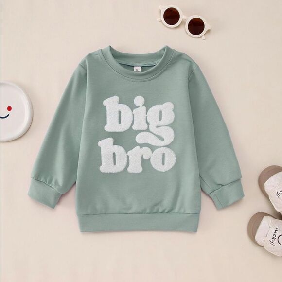 NWT Big Brother Sweatshirt Big Bro Chenille Patch Letter Pullover Crewneck 5T - Picture 2 of 6